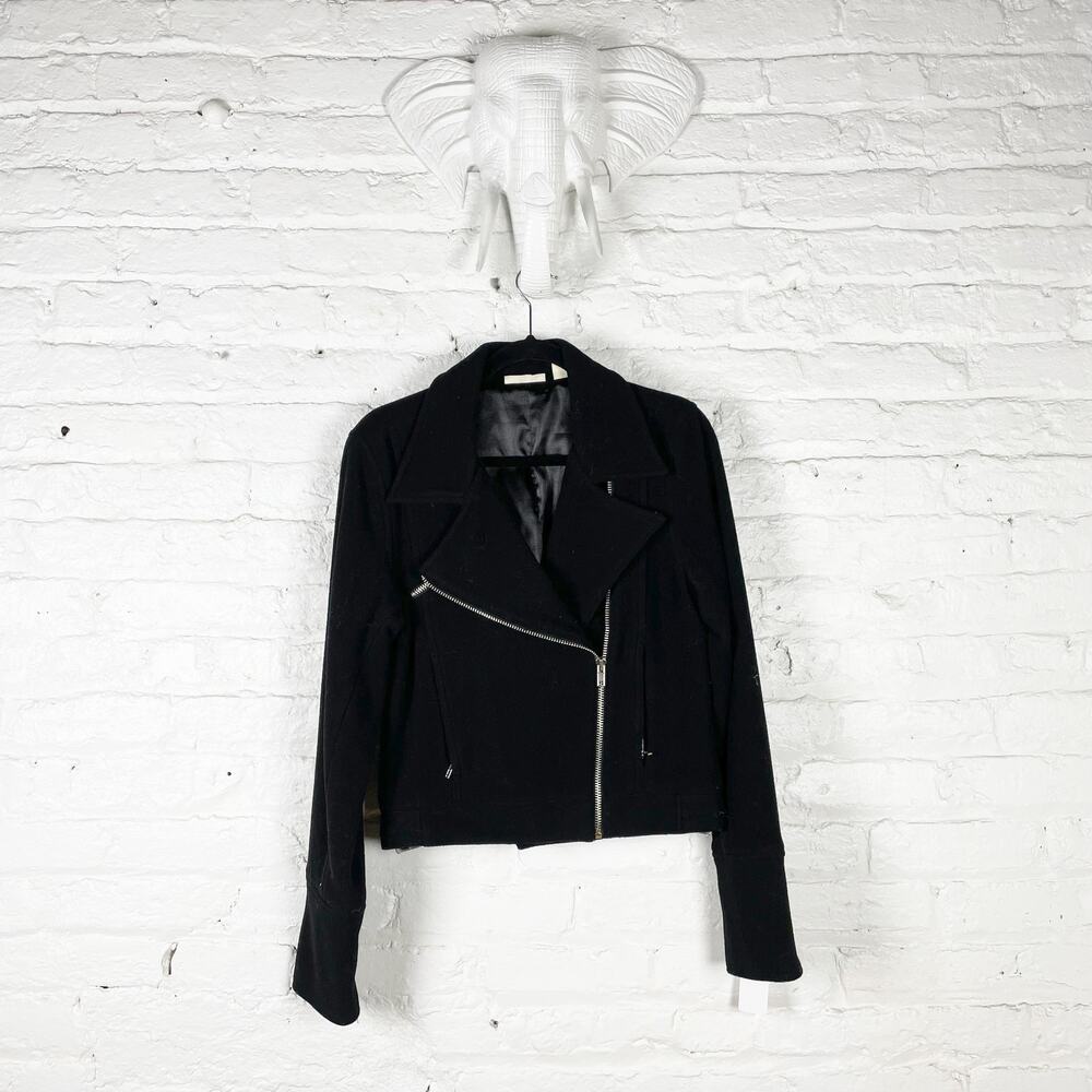 Vintage y2k DKNY Jeans black wool blend moto jacket Size Large